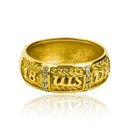 Anillo de Joyería Caracas. Hecho de oro 18K de calidad premium, este anillo "academic achievement" es una verdadera obra de arte. Además, cuenta con una garantía de por vida para asegurar su durabilidad y calidad.