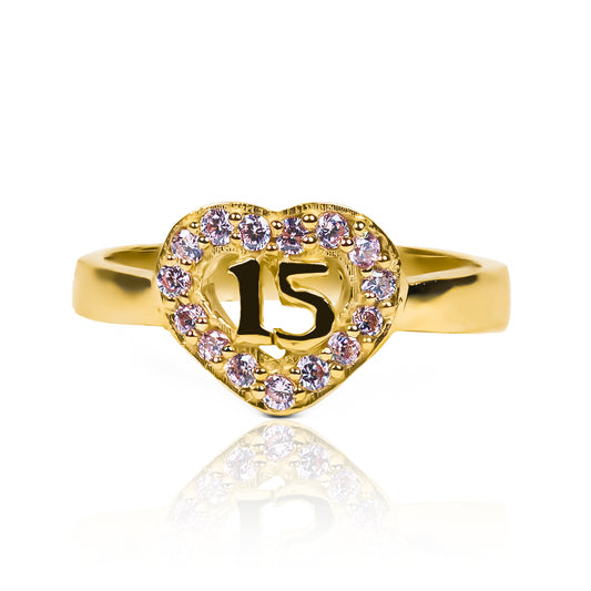 Anillo Heart15, fabricado en oro 18k por Joyería Caracas, cuenta con certificado de calidad y garantía de por vida.