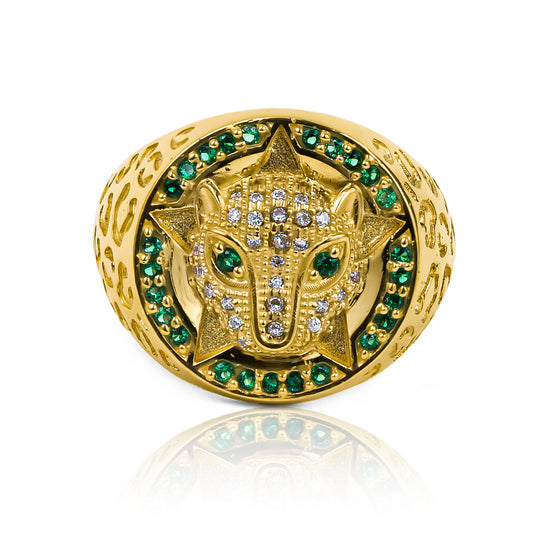 Anillo Leopardo Campeón creado por la Joyería Caracas es una verdadera joya de lujo. Diseñado en oro de 18K, es una elegante representación de la victoria del Atlético Bucaramanga.
