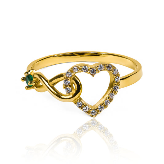 Anillo Infinity heart cristals, fabricado en Joyería Caracas y oro 18k de la más alta calidad. Además, viene con una garantía para toda la vida.