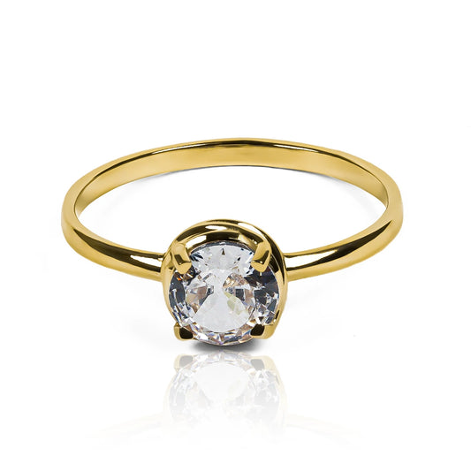 Anillo Silent Spin Round de oro de 18k, fabricado por Joyería Caracas, respaldado por un certificado de calidad y garantía de por vida.