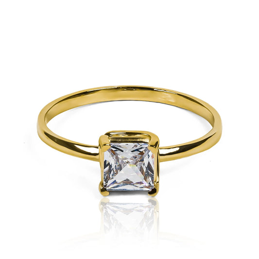 Anillo Silent Spin Square fabricado en oro de 18k por Joyería Caracas, cuenta con certificado de calidad y garantía de por vida.