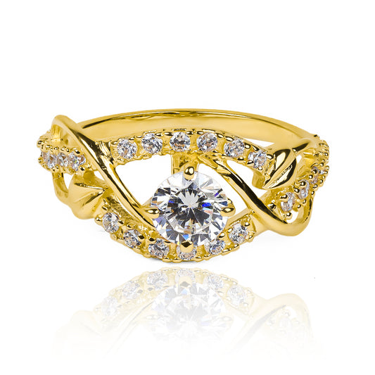 Anillo de compromiso entrelazado. Hecho de oro 18k con certificado de calidad y garantía de por vida en Joyería Caracas.