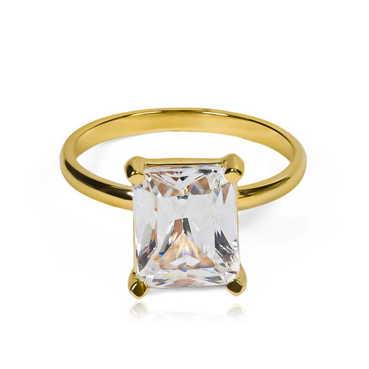 Rectangular solitaire bague ring