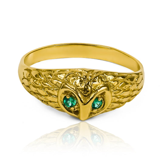 Anillo Búho, elaborado en oro 18k por Joyería Caracas, cuenta con certificado de calidad y garantía de por vida.