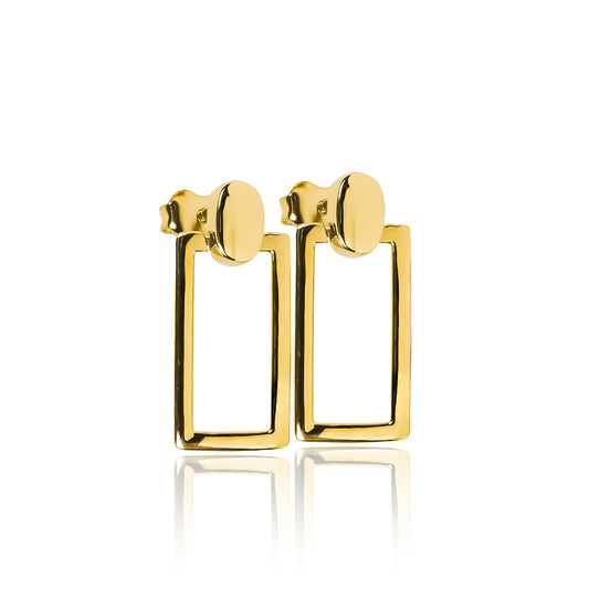 Arete Rectángulo, elaboradas en oro 18k por Joyería Caracas. Además, cuenta con una garantía para toda la vida, asegurando su calidad y durabilidad.