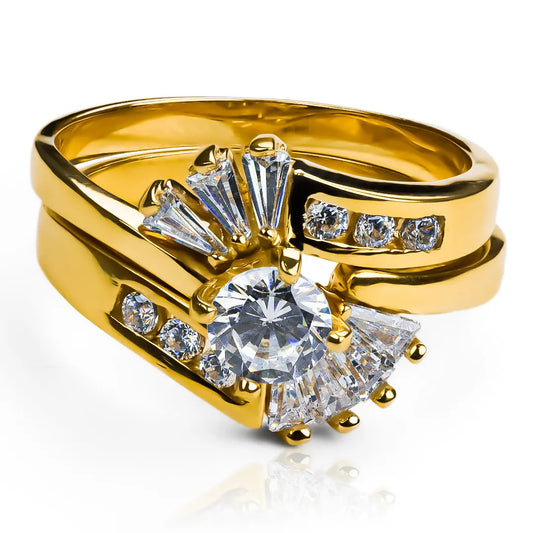 Anillo de compromiso duo lady, fabricado en Joyería Caracas en oro 18k, cuenta con certificado de calidad y garantía para toda la vida.