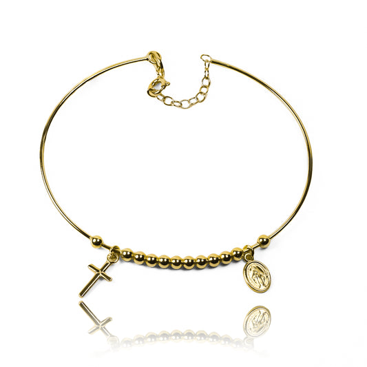 Pulsera Brazalete Denario elaborada en oro 18K por Joyería Caracas. Cuenta con su garantía de por vida.