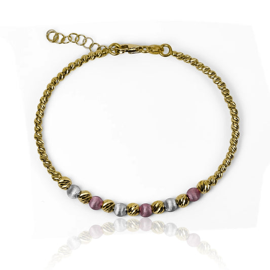 Pulsera Diamantada sin fin I 3 oros fabricadas en Oro 18K por Joyería Caracas. Además, cuenta con una garantía para toda la vida.