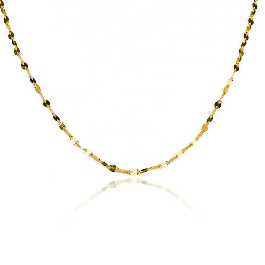 Cadena Bean Style L 45 fabricada en oro 18k por Joyería Caracas, cuenta con certificado de calidad y garantía de por vida.