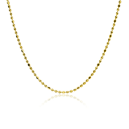 Cadena Box & Sphere 50, fabricada en 18k por Joyería Caracas y cuenta con garantía de por vida.