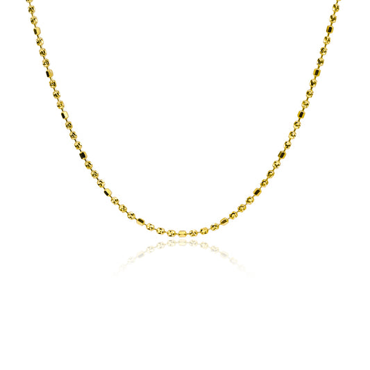 Cadena Box & Sphere 45, fabricada en oro 18k por Joyería Caracas. Cuenta con certificado de calidad y garantía de por vida.