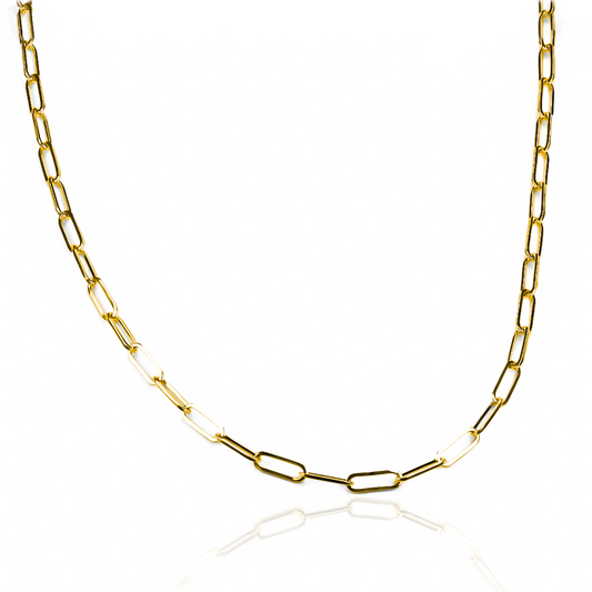 Cadena Clip Lisa 60 fabricada en oro de 18K por Joyería Caracas, cuenta con certificado de calidad y garantía de por vida.