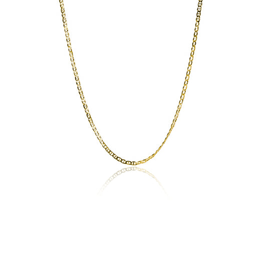 Cadena Escalera Eslabón 40 fabricada en oro 18k por Joyería Caracas, cuenta con certificado de calidad y garantía de por vida.