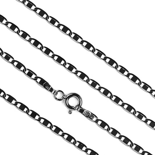 Cadena de escalera plana con espejo M50 white de Joyería Caracas es una opción elegante y sofisticada para cualquier ocasión. Hecha en oro de 18k.