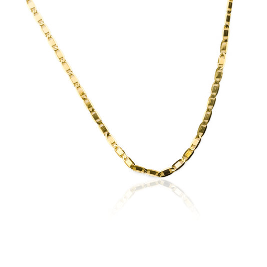 Cadena Escalera Plana espejo S 45 I en oro de 18K por Joyería Caracas, cuenta con certificado de calidad y garantía de por vida.