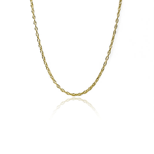 Cadena escalera brillante 40 fabricada en oro de 18k por Joyería Caracas. Cuenta con un certificado de calidad y garantía de por vida.