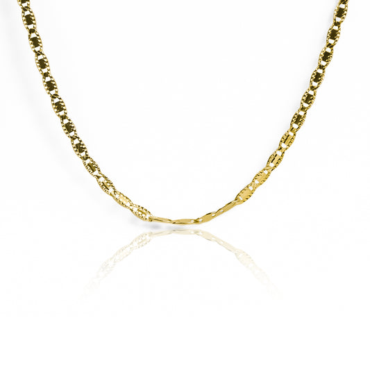 Cadena Escalera espejo diamantada M 40 fabricada en oro de 18k por Joyería Caracas, cuenta con certificado de calidad y garantía de por vida.