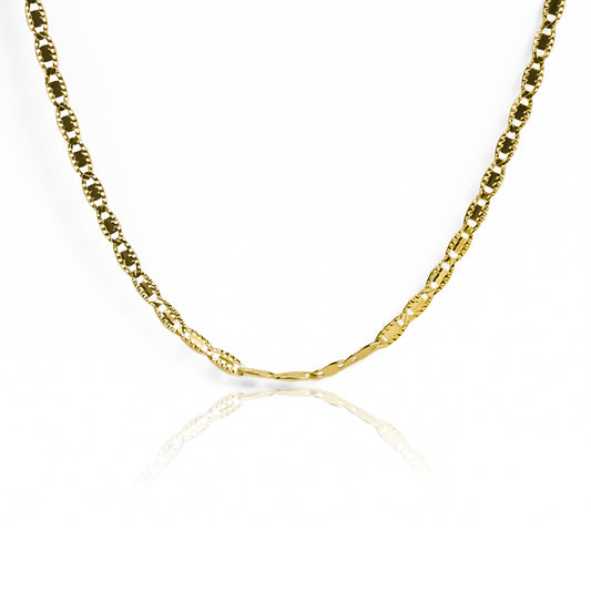 Cadena Escalera espejo diamantada M 45 fabricada en oro de 18k por Joyería Caracas, cuenta con certificado de calidad y garantía de por vida.