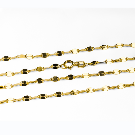 Cadena Bean Style L 40 fabricado en oro 18K de 40cm por Joyería Caracas, cuenta con certificado de calidad y garantía de por vida.