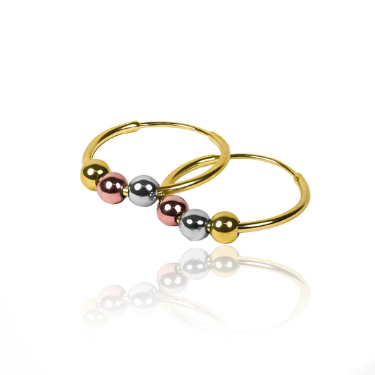 Aretes Sin fin XL 3 oros lisas - wJC. Fabricados en Oro 18K por Joyería Caracas, cuentan con certificado de calidad y durabilidad para toda la vida.