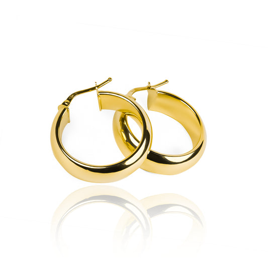 Candongas Medio tubo MM elaboradas en oro de 18K por Joyería Caracas, esta pieza exclusiva ofrece una garantía de por vida.