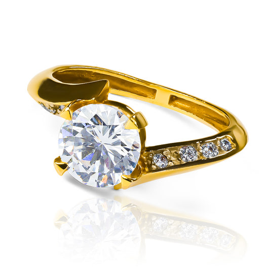 Anillo de compromiso destrik de Joyería Caracas, elaborado en oro 18k con un certificado de calidad y garantía para toda la vida.