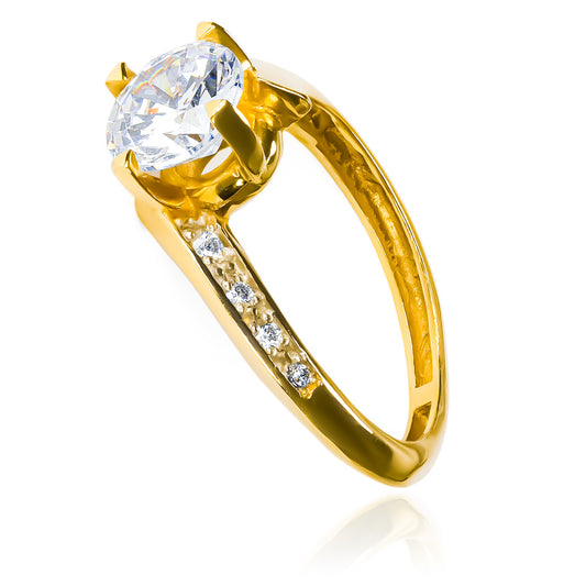 Anillo de compromiso destrik de Joyería Caracas, elaborado en oro 18k con un certificado de calidad y garantía para toda la vida.