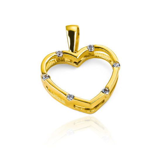 Dije Corazón embastado I cristales. Realizado en Oro 18K por los expertos en Joyería Caracas, cuenta con garantía de por vida.