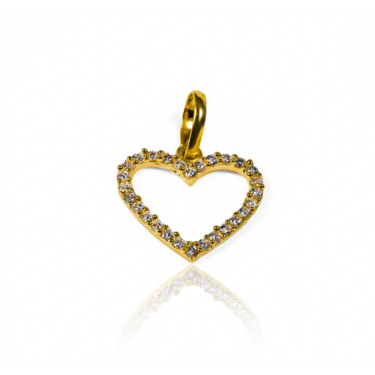 Dije Corazón con cristales M -JT. Hecho con Oro 18K de la prestigiosa Joyería Caracas, cuenta con garantía de por vida.
