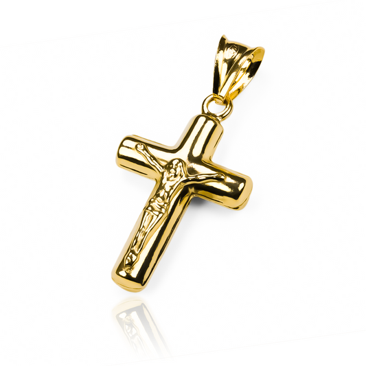 Dije Cristo tubo I. Fabricado en oro 18K y con el sello exclusivo de Joyería Caracas, cuenta con garantía de por vida.