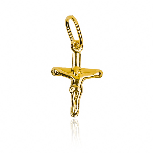 Dije Cruz Cristo XS JC, una joya de oro 18K de la prestigiosa Joyería Caracas. Cuenta con garantía de por vida.
