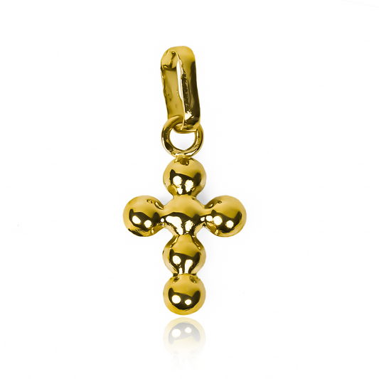Dije Cruz Esfera M JT está diseñado con oro de 18K. Fabricado por Joyería Caracas, cuenta con garantía de por vida.