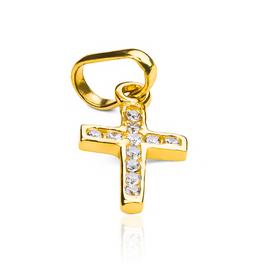 Dije Cruz cristal carre. Hecho con oro 18K y elaborado por Joyería Caracas, este dije exclusivo te acompañará para siempre. Con garantía de por vida.