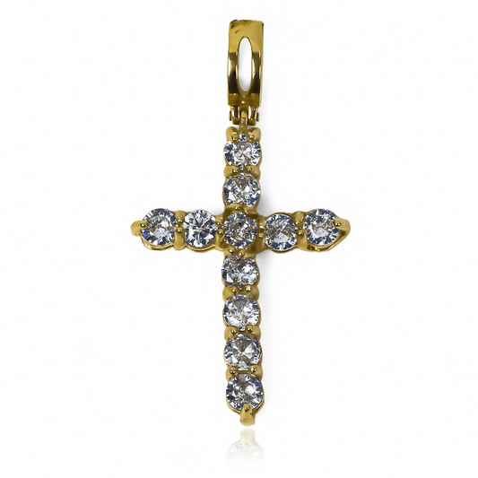 Dije Cruz cristales XXL. Confeccionado en Oro 18K, esta joya de Joyería Caracas es un símbolo de lujo y sofisticación. Con garantía para toda la vida.