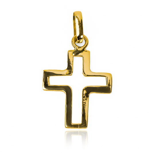 Dije Cruz croquis JT es una pieza de Joyería Caracas en Oro 18K. Cuenta con garantía de por vida.