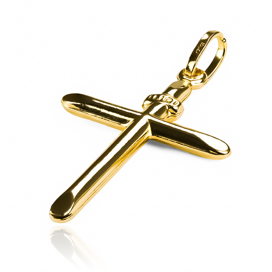 Dije Cruz inri lisa M I. Fabricado en Oro 18K por la prestigiosa Joyería Caracas, cuenta con garantía de por vida.