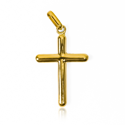 Dije Cruz tubo lisa XL JT. Confeccionado en exquisito oro de 18 quilates por Joyería Caracas, cuenta con garantía de por vida.