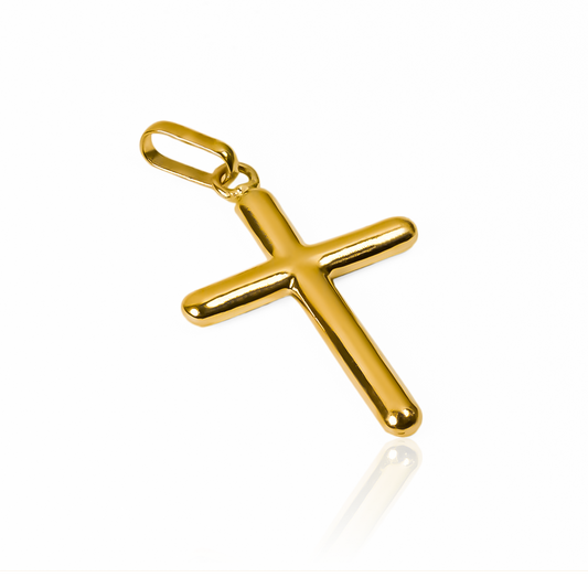 Dije Cruz tubo lisa XL JT. Confeccionado en exquisito oro de 18 quilates por Joyería Caracas, cuenta con garantía de por vida.
