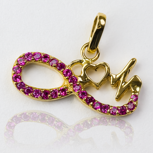 Dije Electro heart Infinity. Fabricado con Oro 18K de la prestigiosa Joyería Caracas, cuenta con garantía de por vida.