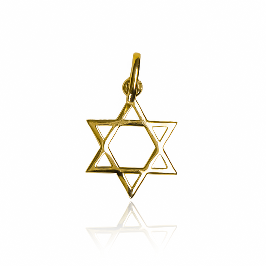 Dije Estrella David ss I, con un deslumbrante diseño en oro 18K de Joyería Caracas. Con garantía para toda la vida.