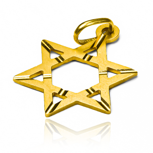 Dije Estrella de David rayos M I, hecho de oro 18K, esta joya de Joyería Caracas es elegante y exclusiva. Con garantía para toda la vida.