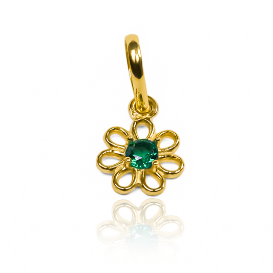 Dije Flor pétalos calados green JT. Hechos de oro 18K y diseñados por Joyería Caracas, cuenta con garantía de por vida.
