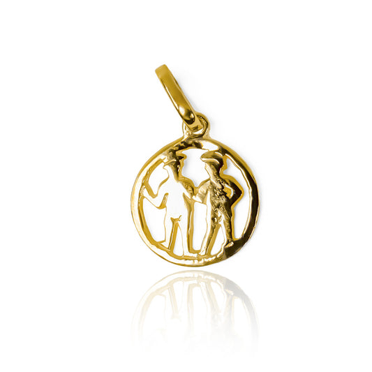 Dije Géminis, elaborado en elegante oro 18K y diseñado por la prestigiosa Joyería Caracas. Con garantía de por vida.