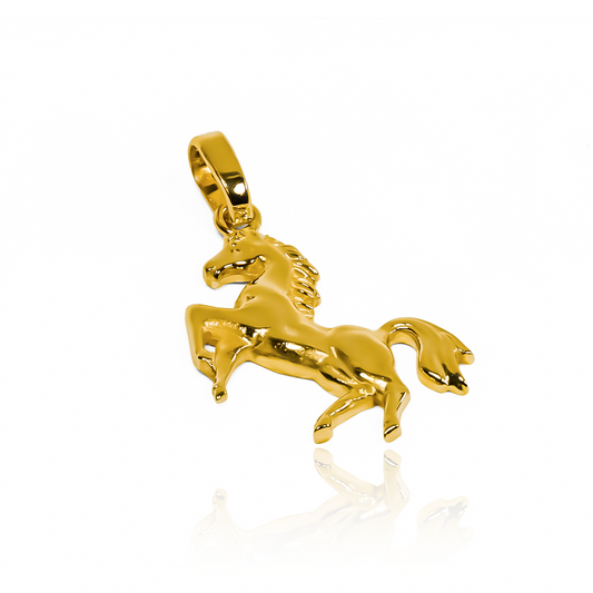 Dije Horse JC. Confeccionado en Oro 18K por la reconocida Joyería Caracas, cuenta con garantía de por vida.