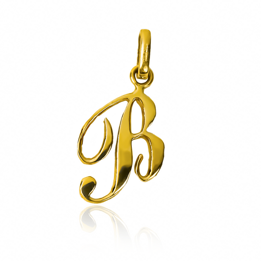 Dije Letra B cursiva Classic JC. Hecho con oro de 18K, esta pieza de Joyería Caracas cuenta con garantía de por vida.