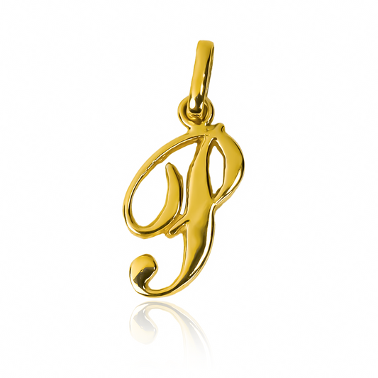 Dije Letra P cursiva Classic JC. Confeccionado con oro 18K de la más alta calidad, esta joya de Joyería Caracas cuenta con garantía de por vida.
