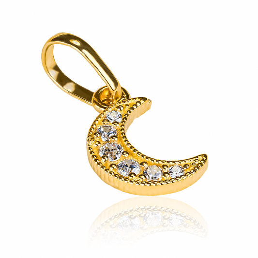 Dije Luna de cristal acanalada JT te transportará a un mundo de lujo. Fabricado en Joyería Caracas en oro 18k, cuenta con garantía de por vida.