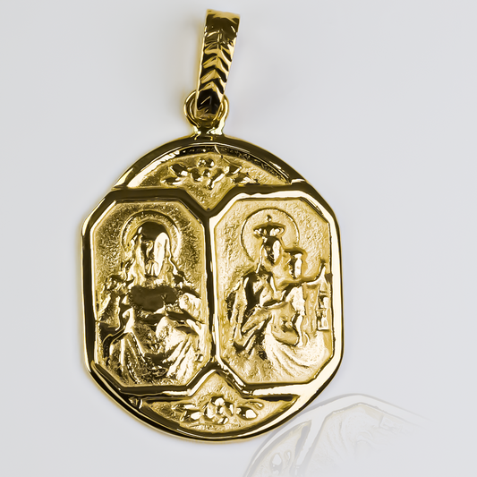 Dije Medalla escapulario I. Hecho de Oro 18K y con la garantía de toda la vida de Joyería Caracas.