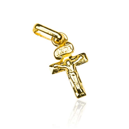 Dije Mini Cristo INRI JT de oro 18K de Joyería Caracas. Con su garantía de por vida.